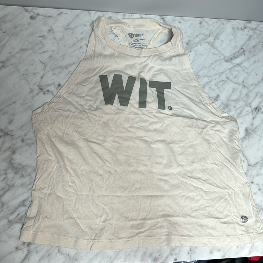 WIT TANK light cream & green